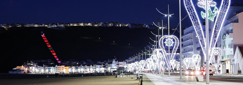 Portugal Realty Nazare Municipality Christmas Lights Beach