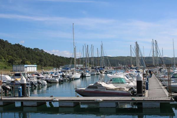 Marina with boats in Nazare Portugal